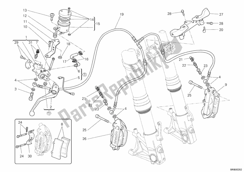 Todas las partes para Sistema De Freno Delantero de Ducati Hypermotard 1100 EVO USA 2012